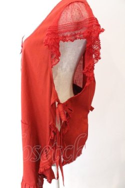 画像3: PINK HOUSE / 幸見うさぎ柄ローンタブリエ  アカ O-26-03-06-033-LO-TO-IG-OS