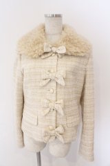 PINK HOUSE / ファー使いファンシーツイードジャケット  キナリ系 O-26-03-06-035-LO-JA-IG-OS