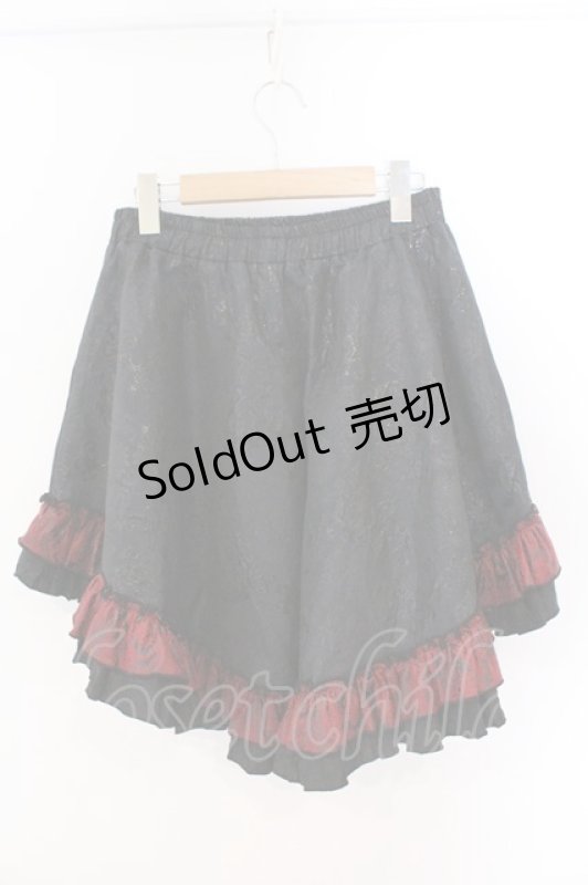 画像2: Qutie Frash / 2022プレミアム黒華 パニエスカート  ブラック×レッド O-26-03-06-037-QU-SK-IG-OS (2)