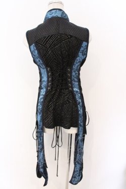 画像4: Qutie Frash / チャイナロングベスト  ブラック×ブルー O-26-03-06-038-QU-JA-IG-OS