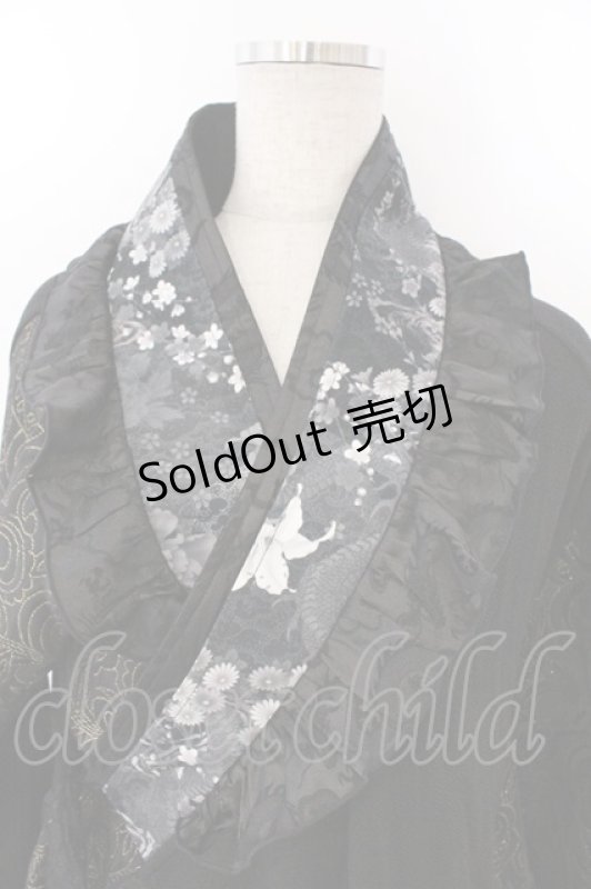 画像2: Qutie Frash / フリル着物カーディガン  ブラック×ゴールド O-26-03-06-041-QU-TO-IG-OS (2)