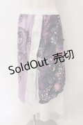 Qutie Frash / 和柄ロングスカート  ホワイト×パープル O-26-03-06-055-QU-SK-IG-OS