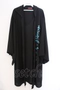 Deorart / 着物袖 フードつきロングカーディガン(百目鬼) F ブラック×ブルー O-26-03-06-059-PU-OP-IG-OS