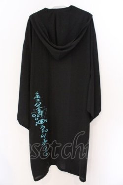 画像3: Deorart / 着物袖 フードつきロングカーディガン(百目鬼) F ブラック×ブルー O-26-03-06-059-PU-OP-IG-OS