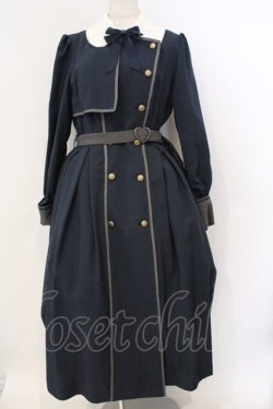 画像1: Innocent World / トレンチコート風コートワンピース L ネイビー×グレー O-26-03-06-063-IW-OP-IG-OS