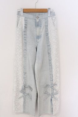 画像1: merry jenny / スリットレースパンツ  ライトブルー O-26-03-06-068-LO-PA-IG-OS