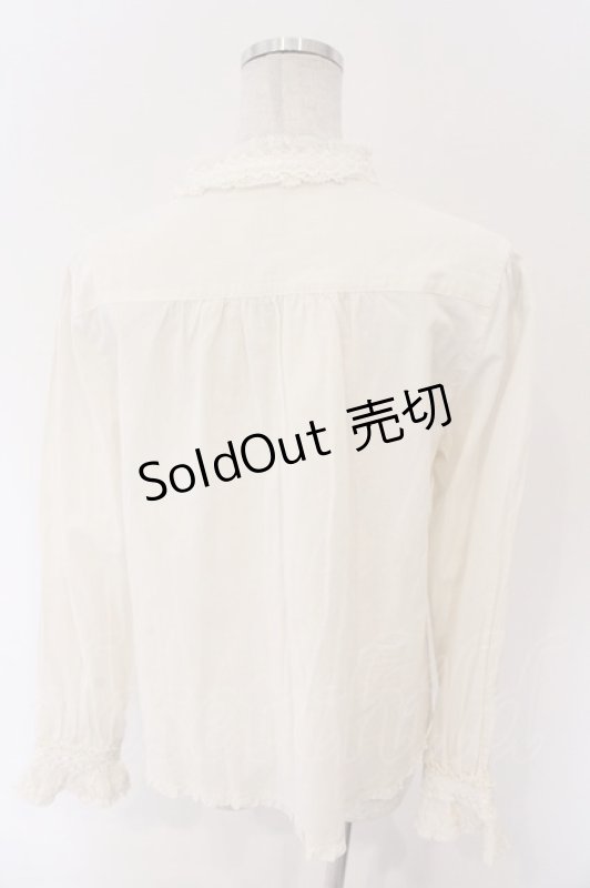 画像2: PINK HOUSE / はしごレースリボンブラウス  アイボリー O-26-03-06-070-LO-BL-IG-OS (2)