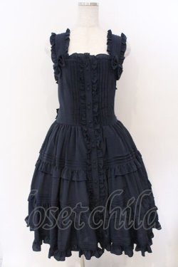 画像1: metamorphose / ピンタックティアードジャンパースカート  ネイビー O-26-03-06-008-ME-OP-IG-OS