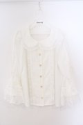 axes femme kawaii / レーシー姫袖ブラウス M シロ O-26-03-06-012-AX-BL-IG-OS