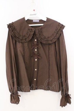 画像1: axes femme kawaii / 丸襟コットンブラウス M ブラウン O-26-03-06-015-AX-BL-IG-OS