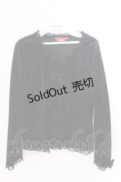 画像1: PINK HOUSE / ベロアチュールレースカーディガン M クロ O-26-03-06-026-LO-TO-OW-OS