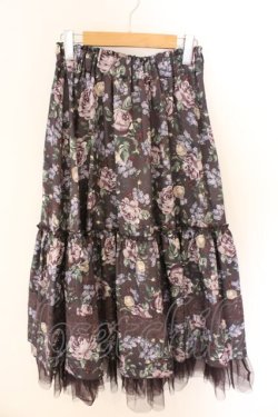 画像1: axes femme / ホーリーローズ柄フリルスカート F パープル系 O-26-03-06-027-AX-SK-OW-OS