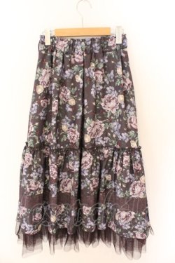 画像2: axes femme / ホーリーローズ柄フリルスカート F パープル系 O-26-03-06-027-AX-SK-OW-OS