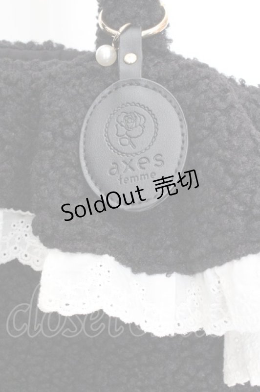 画像2: axes femme / ボアファーフリルトート  クロ O-26-03-07-035-AX-BG-OW-ZTK047 (2)