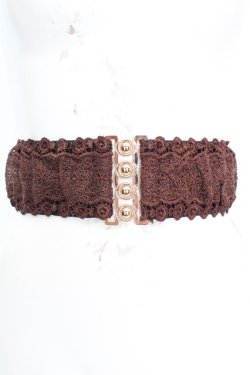 画像1: axes femme / レース使いゴムベルト  ブラウン O-26-03-07-042-AX-BL-OW-OS