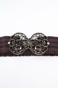 axes femme / 立体バラ×蝶ゴムベルト  ブラウン×ゴールド O-26-03-07-043-AX-ZA-IG-OS