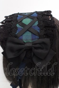 画像3: Chalmiere / タータンチェックヘッドドレス F グリーン O-26-03-07-046-0-AC-YM-OS