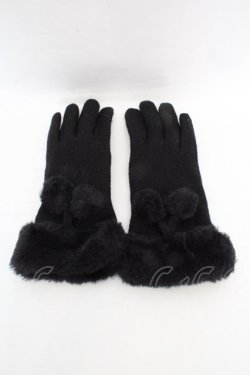 画像1: m petit by misako / AMポンポンツキグローブ  クロ O-26-03-07-058-LO-ZA-IG-OS