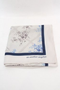 画像1: an another angelus / フラワースカーフ  ベージュ×ネイビー×ブルー O-26-03-07-062-CA-ZA-IG-OS