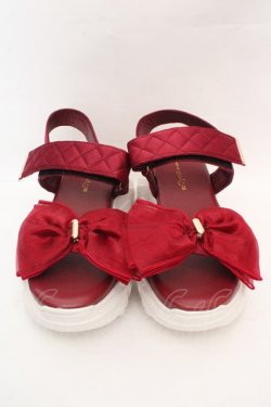 画像1: m petit by misako / オーガンジーリボンサンダル S アカ O-26-03-07-067-LO-SH-IG-OS