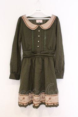 画像1: axes femme POETIQUE / 英字刺繍ワンピース M グリーン O-26-03-07-1037-AX-OP-IG-OS