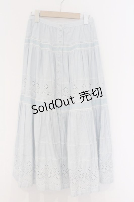 画像1: PINK HOUSE / カットワーク使いギンガムローンスカート  サックス O-26-03-07-1046-LO-SK-OW-OS (1)