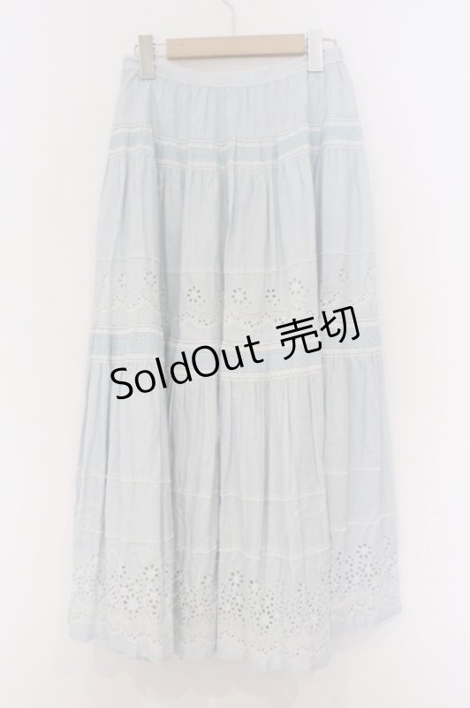 画像3: PINK HOUSE / カットワーク使いギンガムローンスカート  サックス O-26-03-07-1046-LO-SK-OW-OS (3)