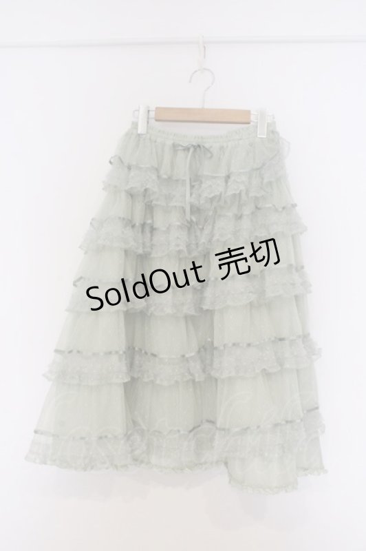 画像1: PINK HOUSE / ダイヤチュチュチュール×ダイヤチュール使いスカート  グリーン O-26-03-07-1047-LO-SK-OW-OS (1)