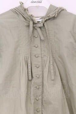 画像2: PINK HOUSE / ピコレース使いフード付きローンブラウス  グリーン O-26-03-07-1051-LO-BL-OW-OS