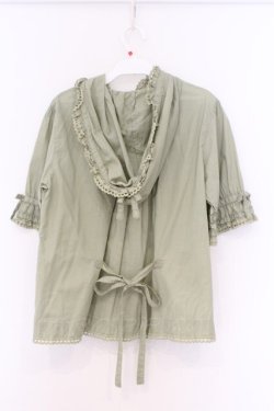 画像3: PINK HOUSE / ピコレース使いフード付きローンブラウス  グリーン O-26-03-07-1051-LO-BL-OW-OS