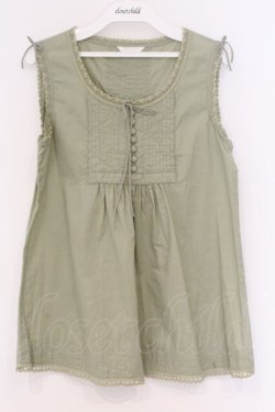 画像1: PINK HOUSE / はしごレース使いノースリーブローンブラウス  グリーン O-26-03-07-1052-LO-BL-OW-OS