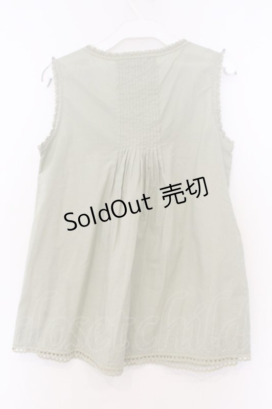 画像3: PINK HOUSE / はしごレース使いノースリーブローンブラウス  グリーン O-26-03-07-1052-LO-BL-OW-OS (3)