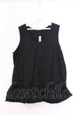 画像1: KANEKO ISAO / 裾タックフリルノースリーブブラウス  クロ O-26-03-07-1054-EL-BL-OW-OS