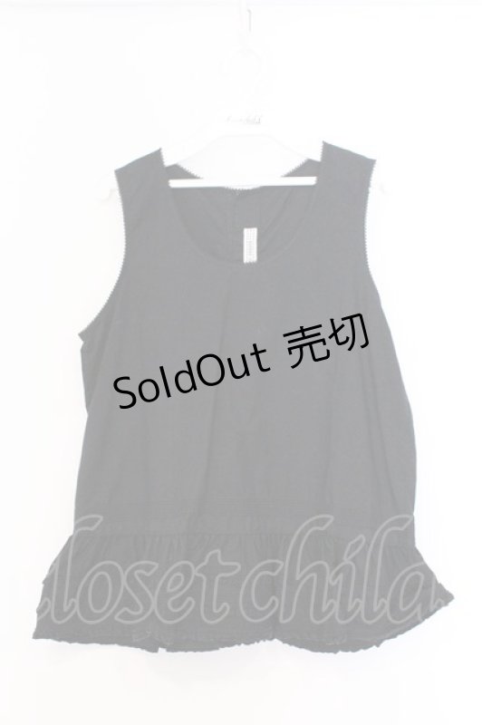 画像1: KANEKO ISAO / 裾タックフリルノースリーブブラウス  クロ O-26-03-07-1054-EL-BL-OW-OS (1)