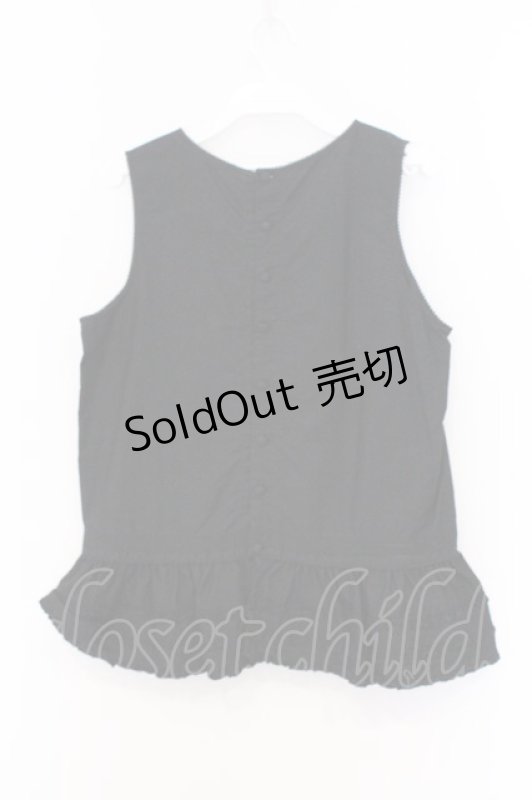 画像3: KANEKO ISAO / 裾タックフリルノースリーブブラウス  クロ O-26-03-07-1054-EL-BL-OW-OS (3)