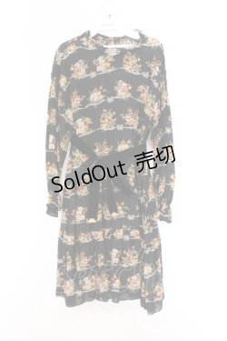 画像1: Jane Marple / Jubilee flowersミニドレス M クロ O-26-03-07-1056-JM-OP-OW-OS