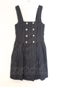 Jane Marple / レジメンタルストライプのダブルボタンジャンパースカート M ネイビー O-26-03-07-1062-JM-OP-OW-OS