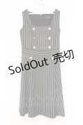Jane Marple / ストライプダブルボタンジャンパースカート M グレー O-26-03-07-1063-JM-OP-OW-OS