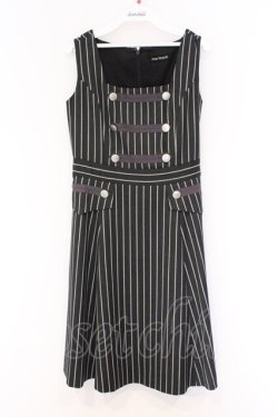 画像1: Jane Marple / ストライプダブルボタンジャンパースカート M グレー O-26-03-07-1063-JM-OP-OW-OS