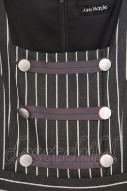 画像2: Jane Marple / ストライプダブルボタンジャンパースカート M グレー O-26-03-07-1063-JM-OP-OW-OS