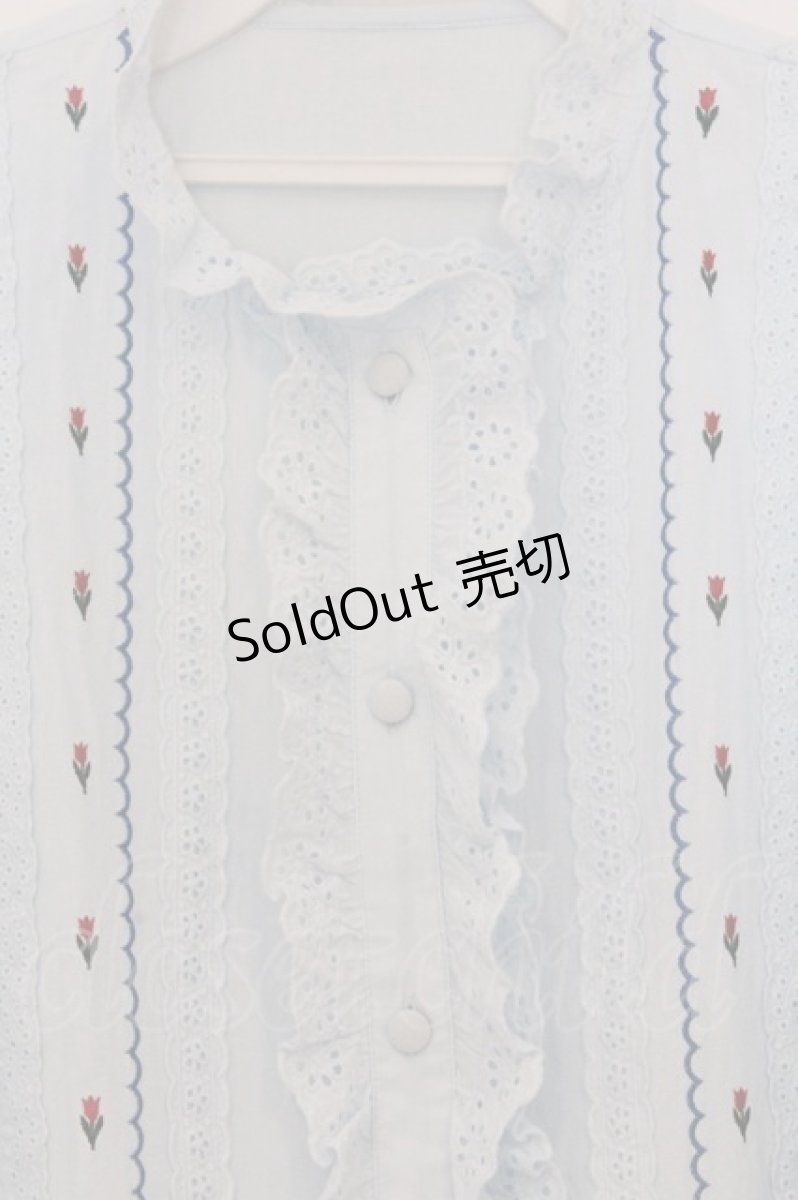 画像2: Candy Stripper / TINY TULIP COTTON BLOUSE　ブラウス 2 サックス O-26-03-07-1001-PU-BL-IG-ZI (2)