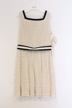 画像1: Jane Marple / カットワークレースのバックフリルドレス M アイボリー O-26-03-07-1065-JM-SK-OW-OS