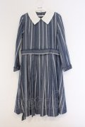 Jane Marple / Ribbon stripe jacquardのパプリックドレス M ブルーグレー O-26-03-07-1067-JM-OP-OW-OS