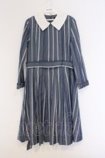 画像1: Jane Marple / Ribbon stripe jacquardのパプリックドレス M ブルーグレー O-26-03-07-1067-JM-OP-OW-OS (1)