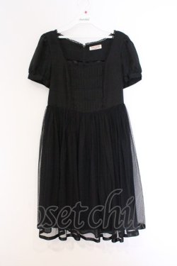 画像1: Emily Temple cute / サテン&ドットチュールワンピース  クロ O-26-03-07-1073-ET-OP-OW-OS