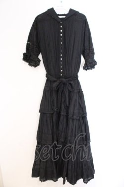 画像1: PINK HOUSE / ピンタック使いローンティアードワンピース  クロ O-26-03-07-1075-LO-OP-OW-OS