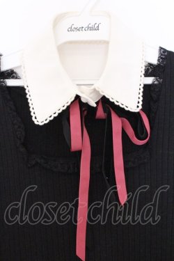 画像2: Secret Honey / つけ襟付きレーススリーブカットソー  クロ O-26-03-07-1008-CA-TO-IG-OS