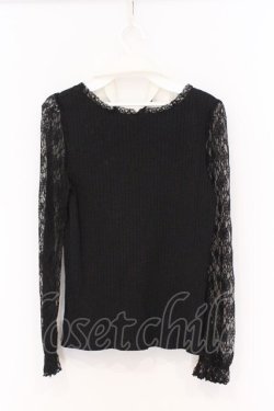 画像3: Secret Honey / つけ襟付きレーススリーブカットソー  クロ O-26-03-07-1008-CA-TO-IG-OS