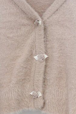 画像2: F&A / クリアローズ釦フェザーニットカーディガン  ピンク O-26-03-07-1013-LO-TO-IG-OS