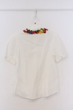 画像3: Jane Marple / フルーツピクニックのデコパージュカラーブラウス M シロ O-26-03-07-1014-JM-BL-IG-OS